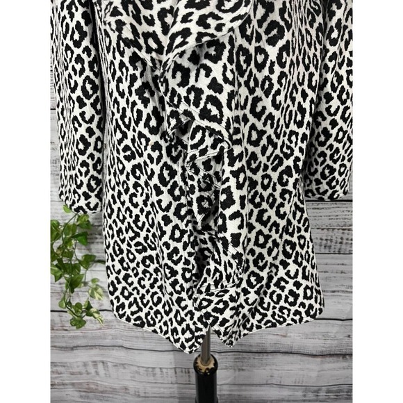 Calvin Klein Jacket size 2 Black White Cheetah Leopard Waterfall Career Stretch - Picture 7 of 13